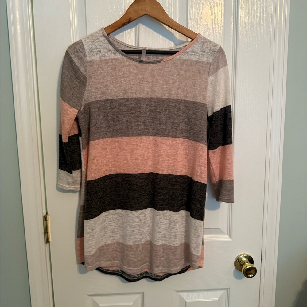 Striped Women's Top - Pink, Gray, and Cream